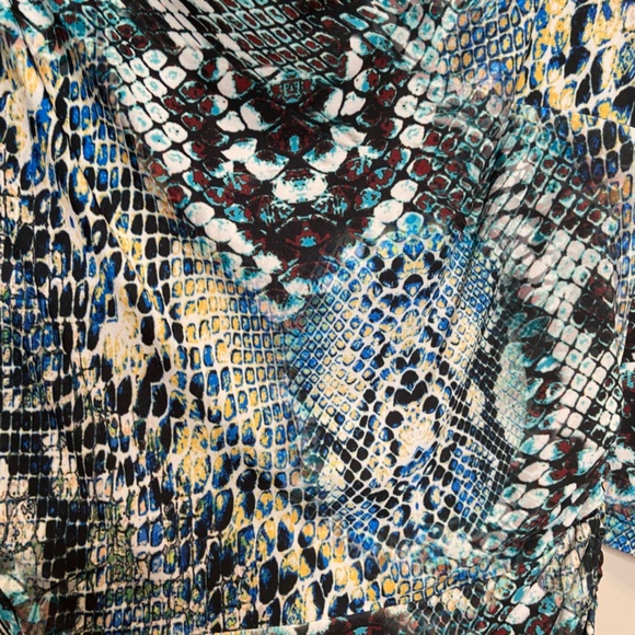 David Meister Midi Multicolor Snake Print Cowl Neck Dress Size 8 - Picture 12 of 14